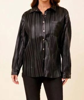 Vintage Havana | Pleated Faux Leather Jacket In Black,商家Premium Outlets,价格¥450