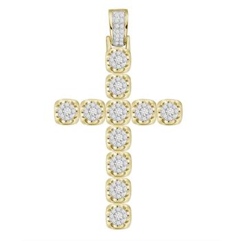 商品Macy's | Men's Diamond (3/4 ct.t.w.) Cross Pendant in 10k Yellow Gold,商家Macy's,价格¥26887图片