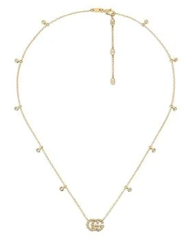 Gucci | 18K Yellow Gold Running G Diamond Pendant Necklace, 14.5" 