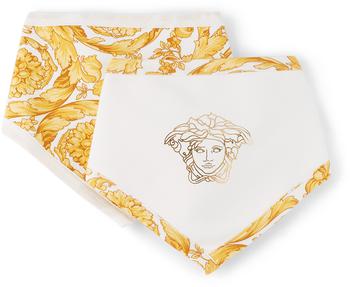 商品两件装白色 & 金色 Medusa Barocco 婴儿围兜图片