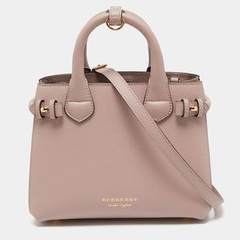 burberry tote, Burberry | Burberry Lilac/Beige Leather and House Check Canvas Baby Banner Tote商品图片 7折