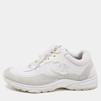 香奈儿鞋是什么牌子, [二手商品] Chanel | Chanel White Leather And Suede CC Low Top Sneakers Size 39.5商品图片 9.4折, 满1件减$100, 满减