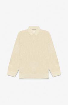 Essentials | Women's Egg Shell Velour Long Sleeve Polo Sweatshirt商品图片,