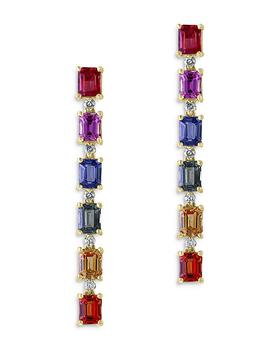 商品Bloomingdale's | Rainbow Sapphire & Diamond Drop Earrings in 14K Yellow Gold - 100% Exclusive,商家Bloomingdale's,价格¥7728图片