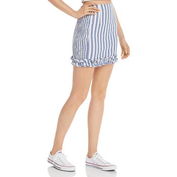 推荐Aqua Womens Smocked Striped Mini Skirt商品
