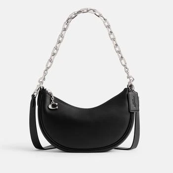 推荐Coach Mira Crescent Glove Tanned Leather Shoulder Bag with Chain - Black商品