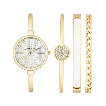 Anne Klein | Women's Gold-Tone Alloy Bangle Fashion Watch 41mm Set 4 Pieces商品图片,