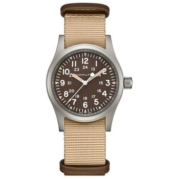 美国手表机械, Hamilton | Unisex Swiss Mechanical Khaki Field Beige Fabric Strap Watch 38mm商品图片 