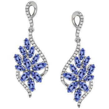 商品Macy's | Tanzanite (2-1/3 ct. t.w.) & Diamond (1/4 ct. t.w.) Flower Swirl Drop Earrings in 14k White Gold,商家Macy's,价格¥4560图片