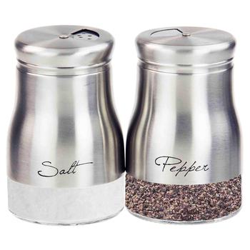 商品Home Basics | Home Basics 5 oz. Salt and Pepper Set with See-Through Glass Base, Silver,商家Premium Outlets,价格¥115图片