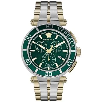 推荐Men's Swiss Chronograph Greca Two Tone Bracelet Watch 45mm��商品