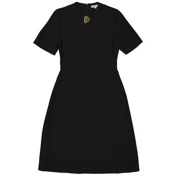 product Burberry Black D-ring Detail Silk Wool Short-sleeve Dress image