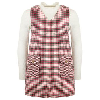 商品Mayoral | Cream & Pink Top & Houndstooth Pinafore Dress Set,商家Designer Childrenswear,价格¥284图片