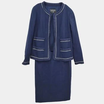 [二手商品] Chanel | Chanel Navy Blue Collarless Jacket Skirt Suit Set Size 38,商家The Luxury Closet,价格¥14759