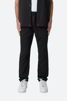 MNML | Pinstripe Drawcord Pants - Black 