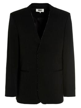 MM6 | MM6 Maison Margiela Raw Cut Detailed Single-Breasted Blazer商品图片,5.8折起, 独家减免邮费