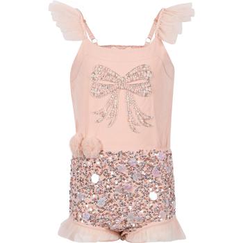 推荐Paris jumpsuit with sequins pearls and mesh ruffles in pink商品