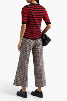 Ganni | Ribbed striped metallic crochet-knit top商品图片,