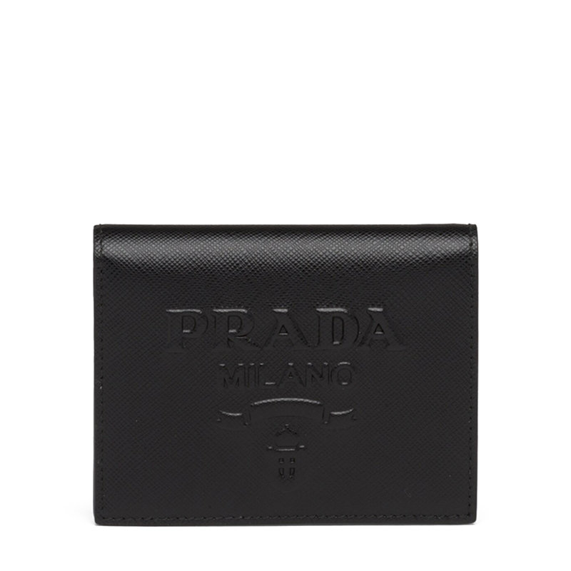 Prada | 【预售3-7天】PRADA/普拉达 22春夏新款 女士小号黑色皮革徽标压纹钱夹1MV204_2D1Q_F0002商品图片,8折, 包邮包税