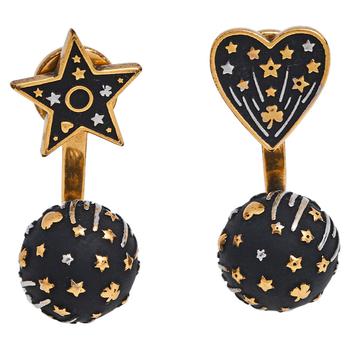 [二手商品] Dior | Dior Aged Gold Tone Heart & Star Drop Earrings商品图片,3.5折