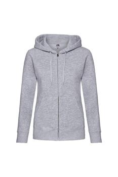 推荐Fruit Of The Loom Ladies Lady-Fit Hooded Sweatshirt Jacket (Heather Grey)商品