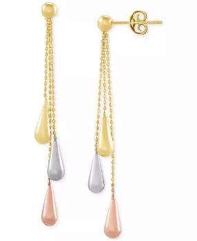 Italian Gold | Tri-Gold Linear Drop Earrings in 14k Gold, White Gold and Rose Gold, 2 inch,商家Macy's,价格¥1963