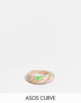 推荐ASOS DESIGN Curve rubber ring in dome shape in multicoloured marble商品