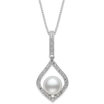 Belle de Mer | Cultured Freshwater Pearl (7mm) & Cubic Zirconia 18" Pendant Necklace in Sterling Silver,商家Macy's,价格¥1302