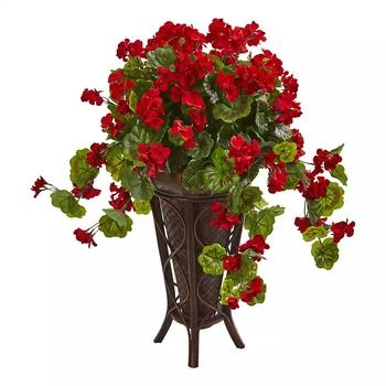NEARLY NATURAL | Geranium Artificial Plant in Stand Planter,商家Macy's,价格¥1144