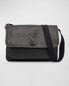 Yves Saint Laurent | Men's Niki YSL Messenger Bag in Grained Leather,商家Neiman Marcus,价格¥24478