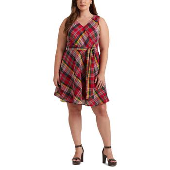 女装拉夫劳伦连衣裙, Ralph Lauren | Plus Size Plaid Crinkle Cotton Sleeveless Dress商品图片 5.9折