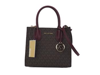 michael kors mercer, Michael Kors | Michael Kors Mercer Medium Leather Messenger Crossbody Handbag (Women's Sig/Merlot)商品图片 6.7折