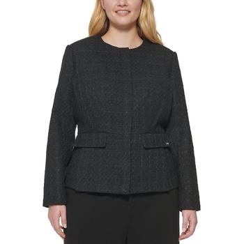 商品Calvin Klein | Calvin Klein Womens Tweed Office Collarless Blazer,商家BHFO,价格¥170图片