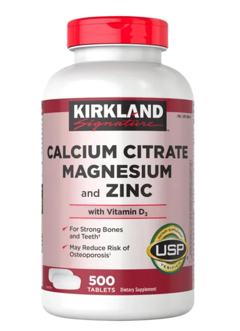 Kirkland | Kirkland Signature Calcium Citrate, Magnesium and Zinc, 500 Tablets,商家折扣挖宝区,价格¥125