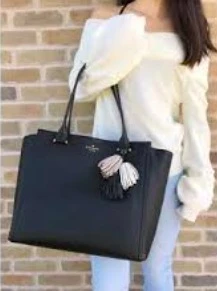 Kate Spade |  Kate Spade Palmer Drive Malika Large Tote Black Multicolor Tassel Laptop,商家折扣挖宝区,价格¥677