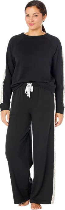 DKNY | DKNY Long Sleeve Top and Sleep Pants PJ Set Black,商家折扣挖宝区,价格¥152