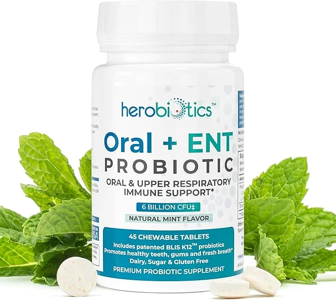 BEYOND | Oral Probiotics for Better Breath, Gingivitis, Strep Throat, Tonsil Stones, ENT - 6 Bn CFU Oral Probiotics with Lactobacillus Reuteri, L. Plantarum & BLIS K12-45 Chewable Tablets,商家折扣挖宝区,价格¥145