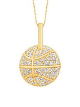 商品Saks Fifth Avenue | Yellow Gold Vermeil & 0.40 TCW Diamond Basketball Pendant Chain Necklace/22",商家Saks OFF 5TH,价格¥3776图片
