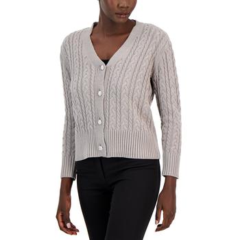 Women's Cable-Knit Jewel-Button Cardigan