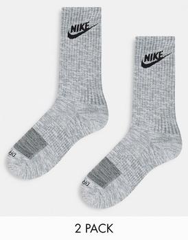 NIKE | Nike 2 pack everyday plus cushioned socks in particle grey/black商品图片,