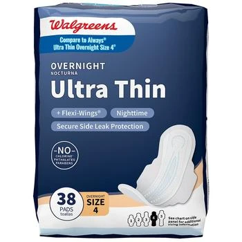 Walgreens | Ultra Thin Maxi Pads With Flexi-Wings Unscented, Size 4 (ct 38),商家Walgreens,价格¥52