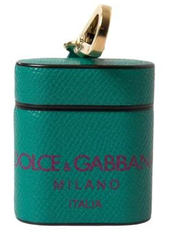 Dolce & Gabbana | Dolce & Gabbana Green Maroon Calf Leather Logo Print Strap Airpods Case,商家SEYMAYKA,价格¥1469