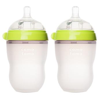 商品婴儿宽口硅胶妈妈奶瓶 绿色 250ml 两只装图片