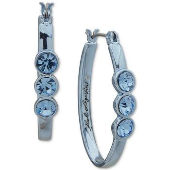 Karl Lagerfeld Paris | Blue-Tone Crystal Oval Hoop Earrings,商家Macy's,价格¥261