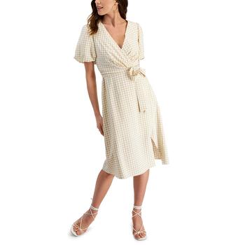 Kensie | Gingham-Print Puff-Sleeve Midi Dress商品图片,2.7折