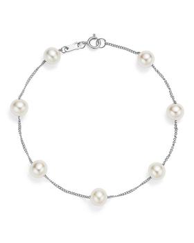 推荐Cultured Freshwater Pearl Station Bracelet in 14K White Gold - 100% Exclusive商品