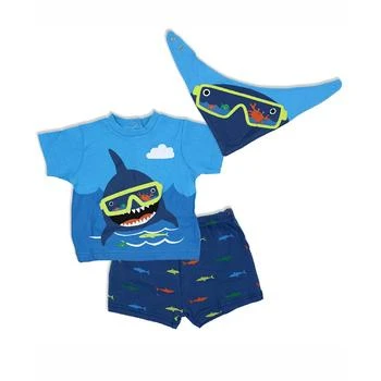 Lily & Jack | Baby Boys Shark Shorts, T Shirt and Bib, 3 Piece Set,商家Macy's,价格¥202