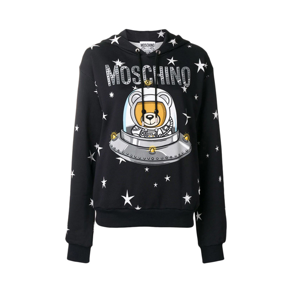 Moschino | Moschino 莫斯奇诺 女士黑色宇宙飞船玤泰迪熊连帽卫衣 DV1702-5427-1555商品图片,独家减免邮费