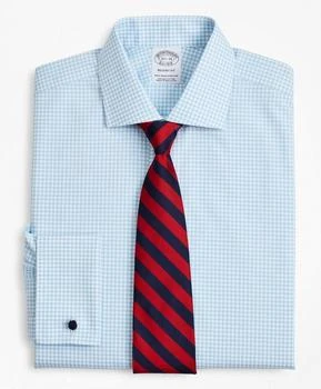 Brooks Brothers | Stretch Regent Regular-Fit  Dress Shirt, Non-Iron Poplin English Collar French Cuff Gingham 5.5折