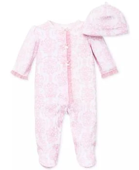 Little Me | Baby Girls Damask Footed Coverall and Hat, 2 Piece Set,商家Macy's,价格¥100